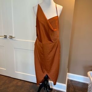 NWT missguided asym strap drape satin midi size 12